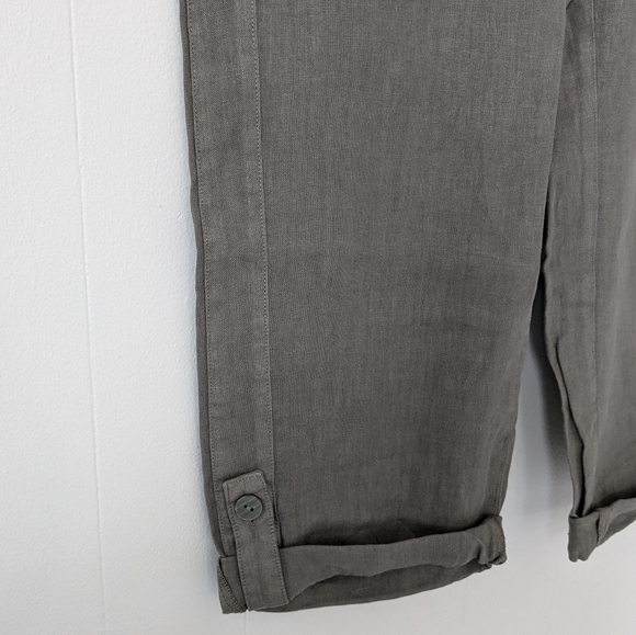 J Jill purejill Linen Khaki Green Cropped Pants L Large - Picture 4 of 6